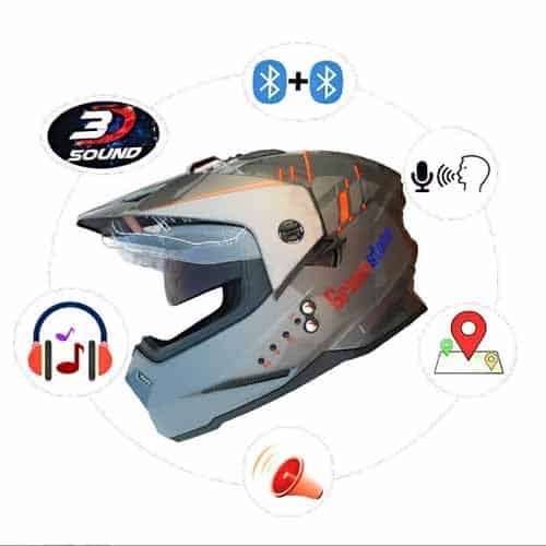 Green Stone Bluetooth Helmet (G6 Moto) with Voice Assistance