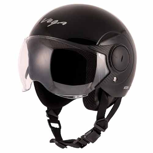 Vega Atom Black Helmet for Women (Suitable for safety while riding 2 wheelers)