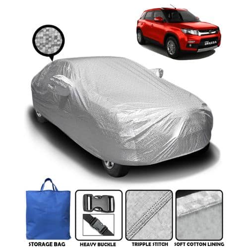 Waterproof and Heat Resistant with Mirror Pocket Car Body Cover for Maruti Brezza